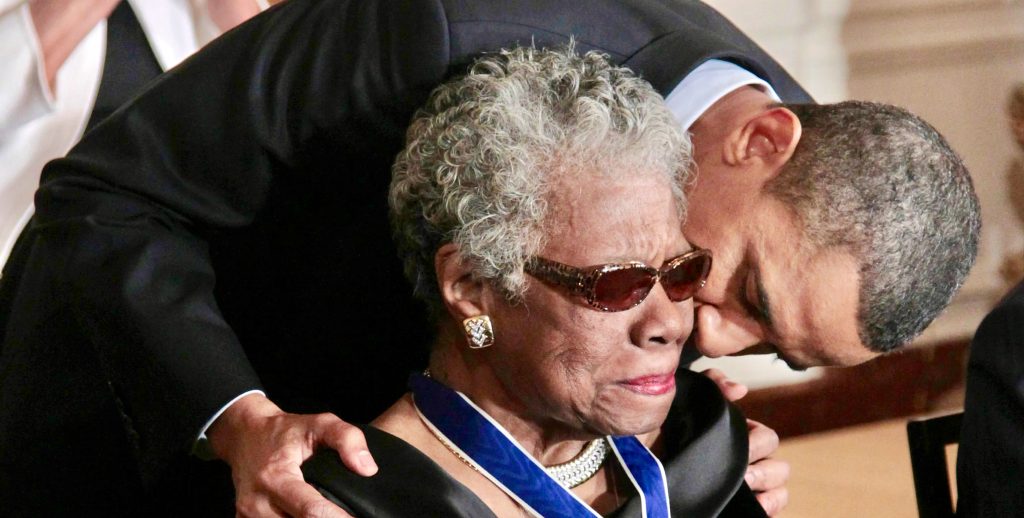 Maya Angelou with President Obama