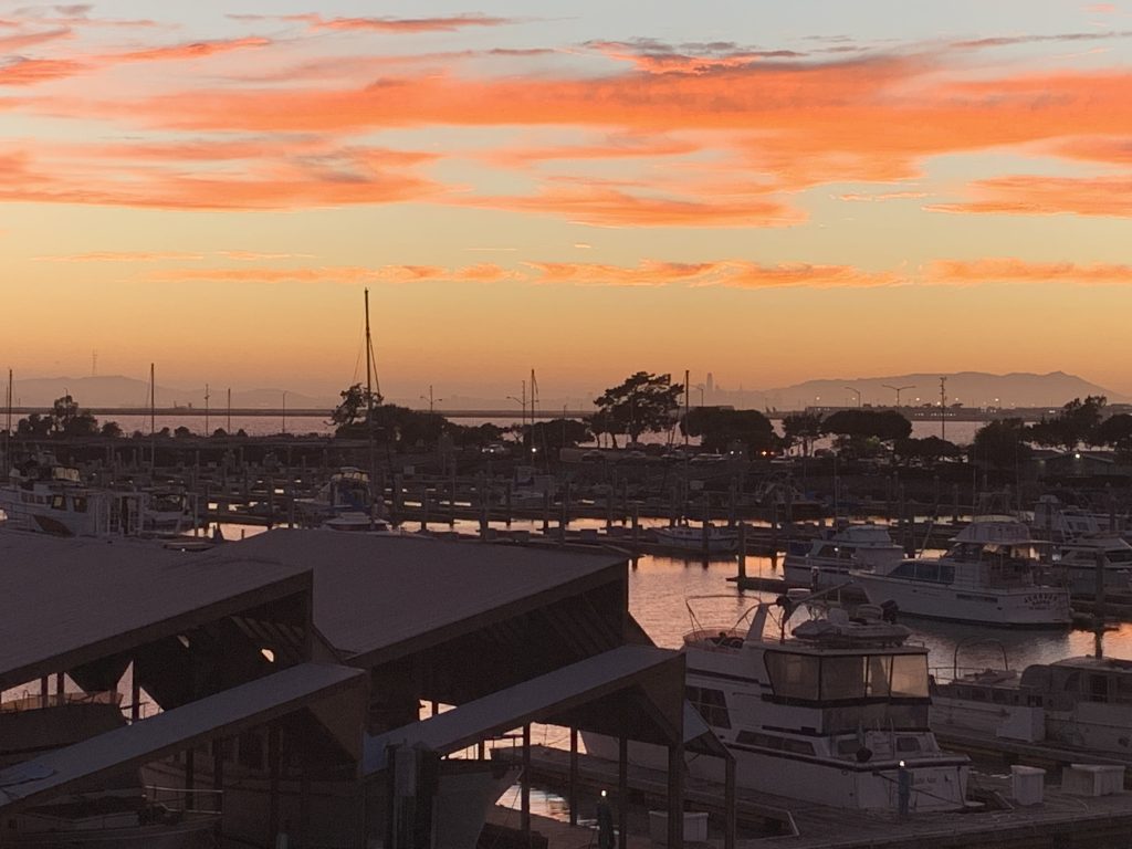 Sun sets over Alameda