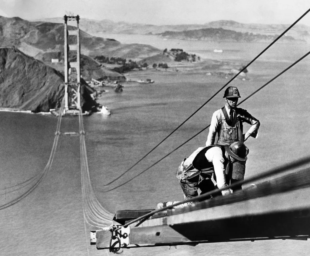 Golden Gate Bridge under construction