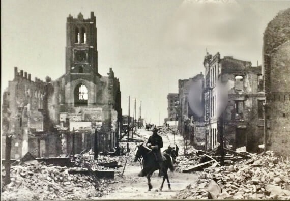 St Mary's Cathedral after after Great Fire of 1906