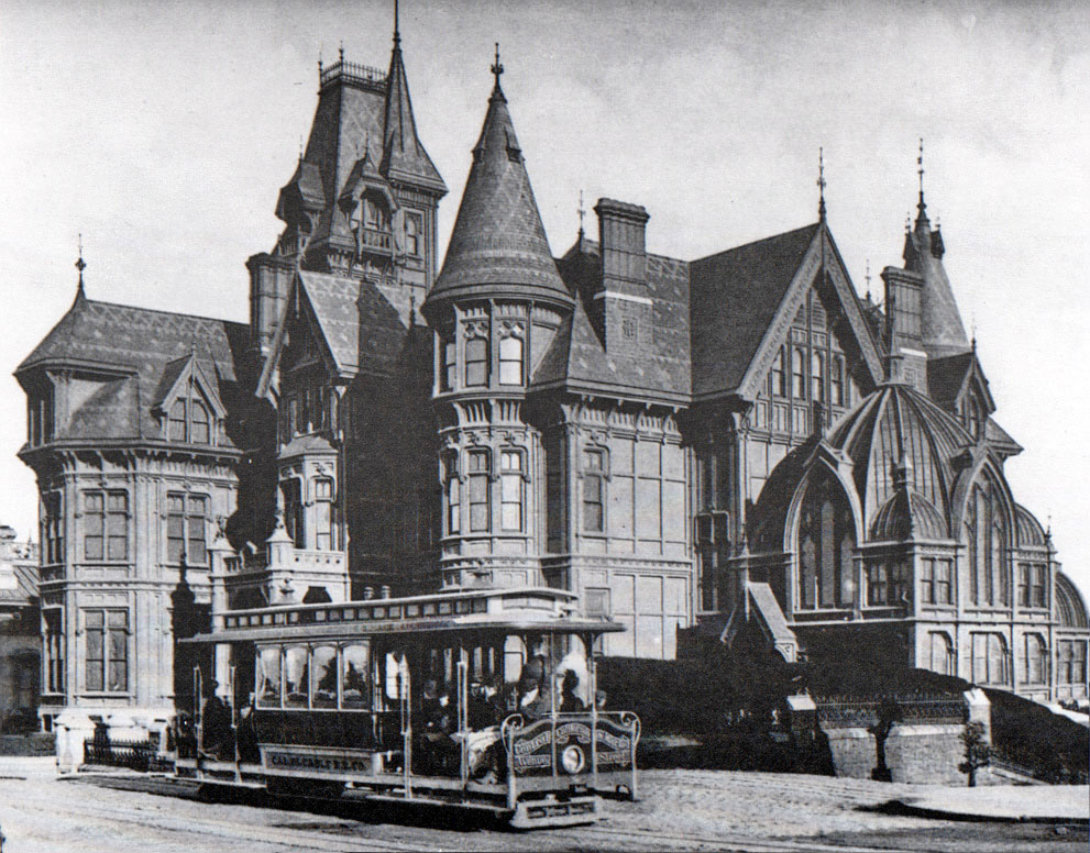 Cable car on Nob Hill, 1890's