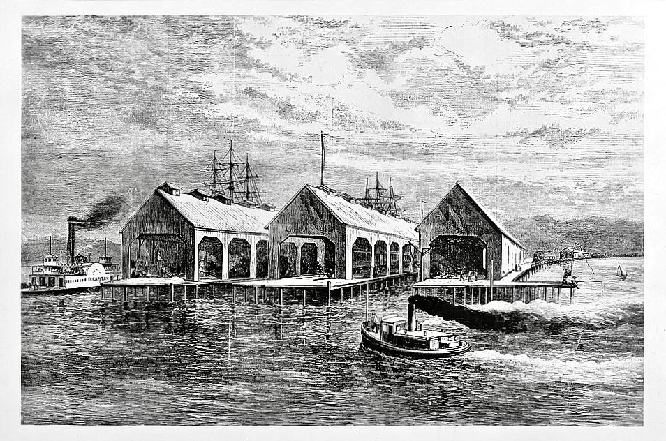 Oakland Long Wharf in 1878