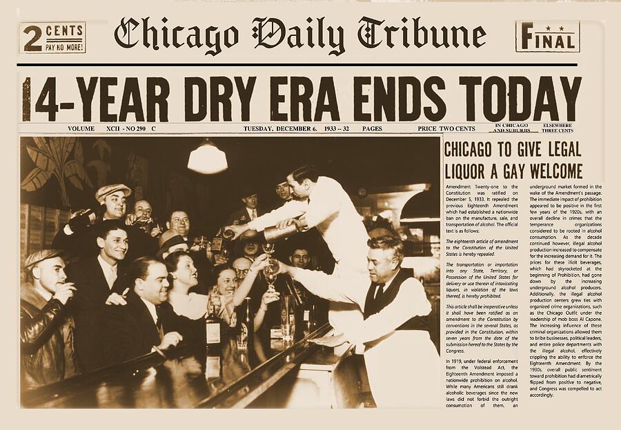 Announcement of end of Prohibition in Chicago Tribune